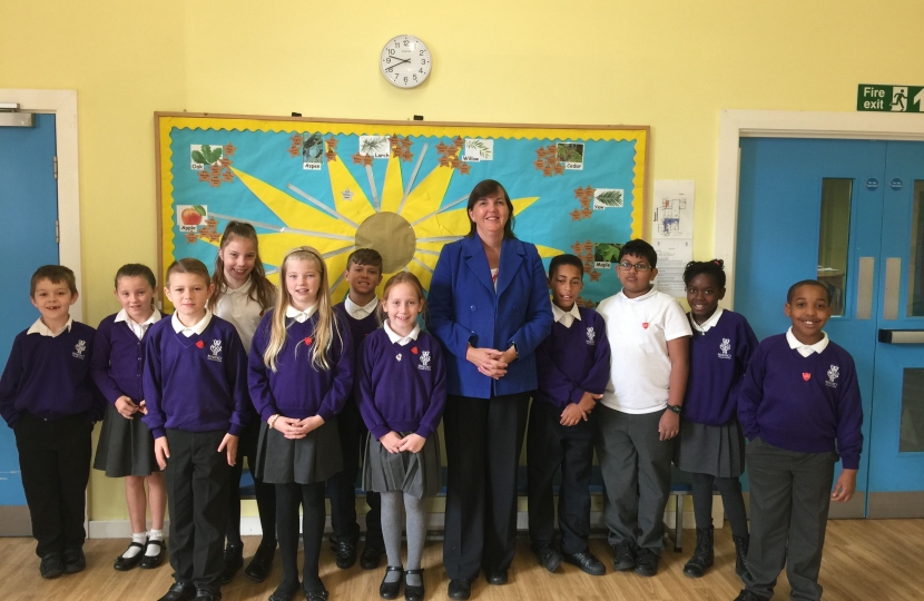 Attached is a photograph taken yesterday of Cllr Oonagh Moulton meeting the School Council at Benedict Primary School. 