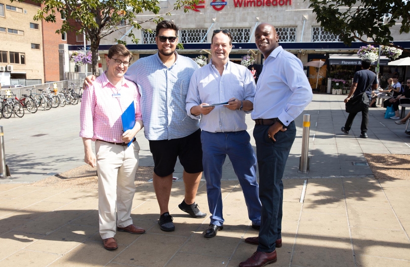 Cllr Nigel Benbow, Stephen Hammond MP & Shaun Bailey campaigning in Wimbledon Town Centre
