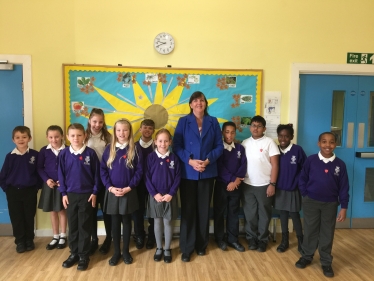 Attached is a photograph taken yesterday of Cllr Oonagh Moulton meeting the School Council at Benedict Primary School. 